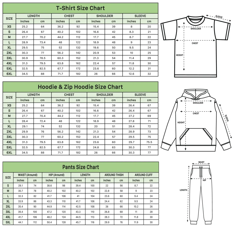 Size Chart Teroprints