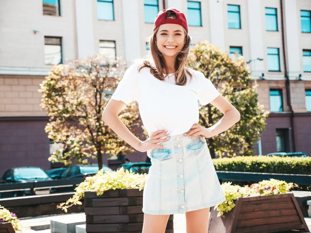 T-Shirt paired with a Short Skirt