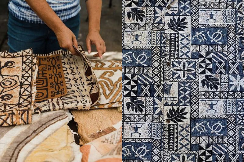 Tapa cloth patterns are inspired by traditional Polynesian barkcloth designs