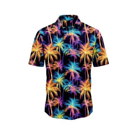 Teroprint Neon Palm Tree Hawaiian Shirt