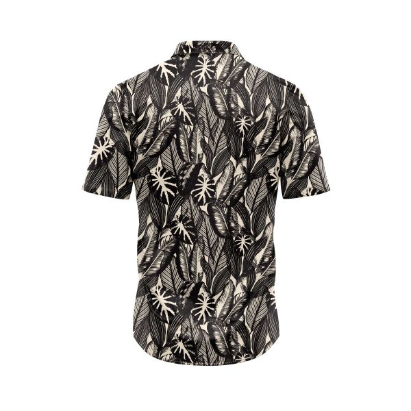 Teroprints Black Tropical Leaf Hawaiian Shirt 1