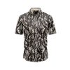 Teroprints Black Tropical Leaf Hawaiian Shirt