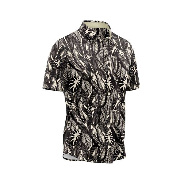 Teroprints Black Tropical Leaf Hawaiian Shirt 2