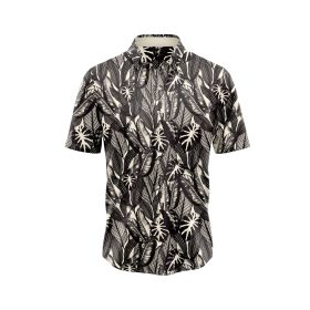 Black Tropical Leaf Hawaiian Shirt