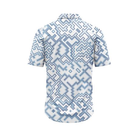 Teroprints Blue Geometric Wave Hawaiian Shirt 1