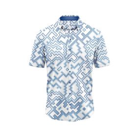 Blue Geometric Wave Hawaiian Shirt