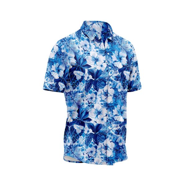 Teroprints Blue Hibiscus Hawaiian Shirt 2