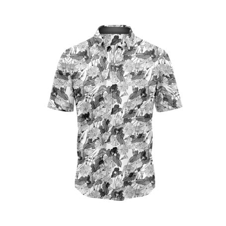 Teroprints MONOCHROME HIBISCUS HAWAIIAN SHIRT 0