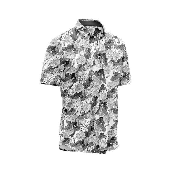 Teroprints MONOCHROME HIBISCUS HAWAIIAN SHIRT 2