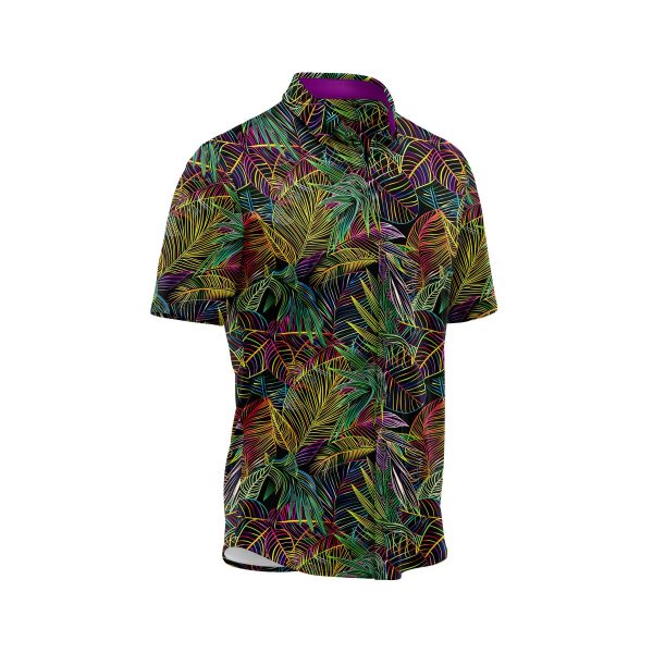 Teroprints Neon Monstera Leaf Hawaiian Shirt 2