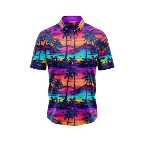 Teroprints Neon Sky Palm Tree 2 Hawaiian Shirt