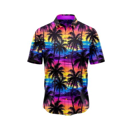 Teroprints Neon Sky Palm Tree Hawaiian Shirt