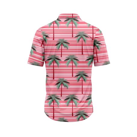 Teroprints Pink Stripe Palm Tree Hawaiian Shirt 1