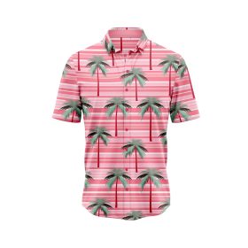 Pink Stripe Palm Tree Hawaiian Shirt