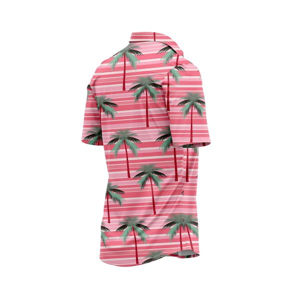 Teroprints Pink Stripe Palm Tree Hawaiian Shirt 3