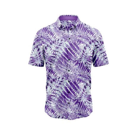 Teroprints Purple Palm Leaf Hawaiian Shirt