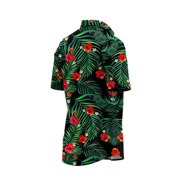 Teroprints Red Hibiscus and Palm Hawaiian Shirt 2