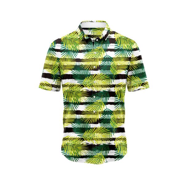 Teroprints Striped Palm Leaf Hawaiian Shirt