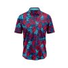 Teroprints TROPICAL BLUE BURGUNDY LEAF HAWAIIAN SHIRT 0