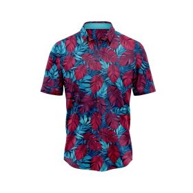 Tropical Blue Burgundy Leaf Hawaiian Shirt