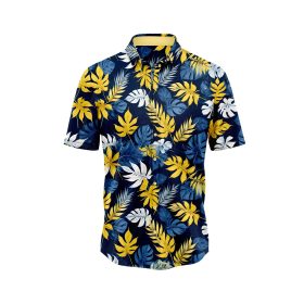 Tropical Blue Gold Leaf Hawaiian Shirt