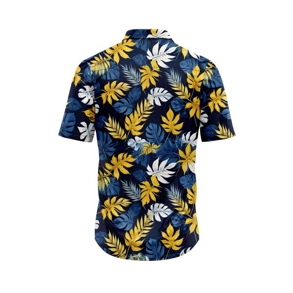 Teroprints TROPICAL BLUE GOLD LEAF HAWAIIAN SHIRT 1