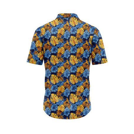 Teroprints Tropical Blue Gold Monstera Hawaiian Shirt 1