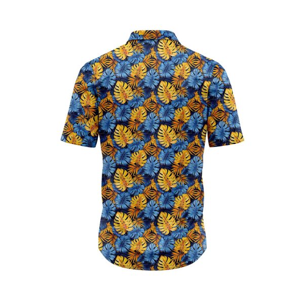 Teroprints Tropical Blue Gold Monstera Hawaiian Shirt 1