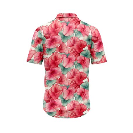 Teroprints VIBRANT PINK AND RED HIBISCUS FLORAL HAWAIIAN SHIRT 1