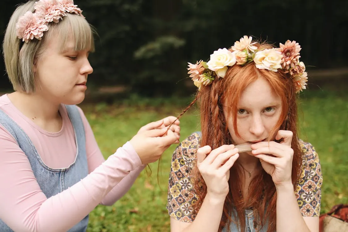 The wreath on the head symbolizes love and nature