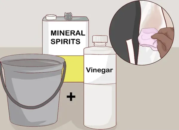 Trying a combination of mineral spirit and vinegar for washing and preserving a baseball jacket. Source Wikihow