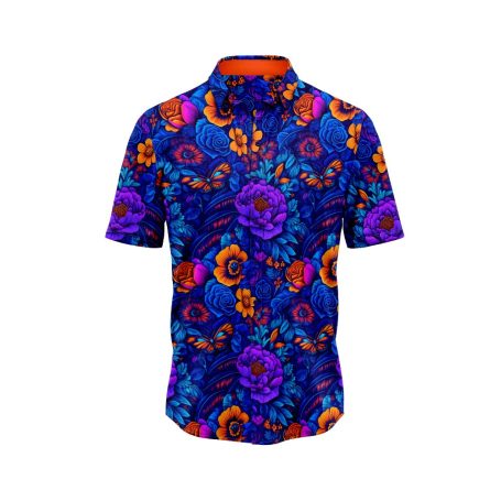 Vibrant Flowers and Butterflies Hawaiian Shirt