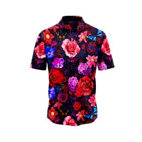 Vibrant Rose and Floral Hawaiian Shirt