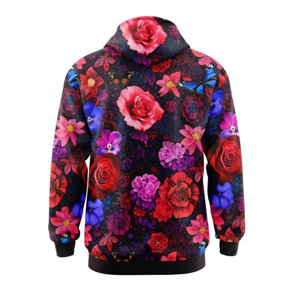 Vibrant Rose and Floral Hoodie