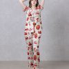 White Chick Foodie Satin Silky Pajamas Set 1