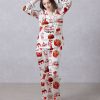 White Chick Foodie Satin Silky Pajamas Set