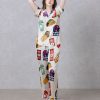 White Taco Bell Fiesta Satin Silky Pajamas Set 1